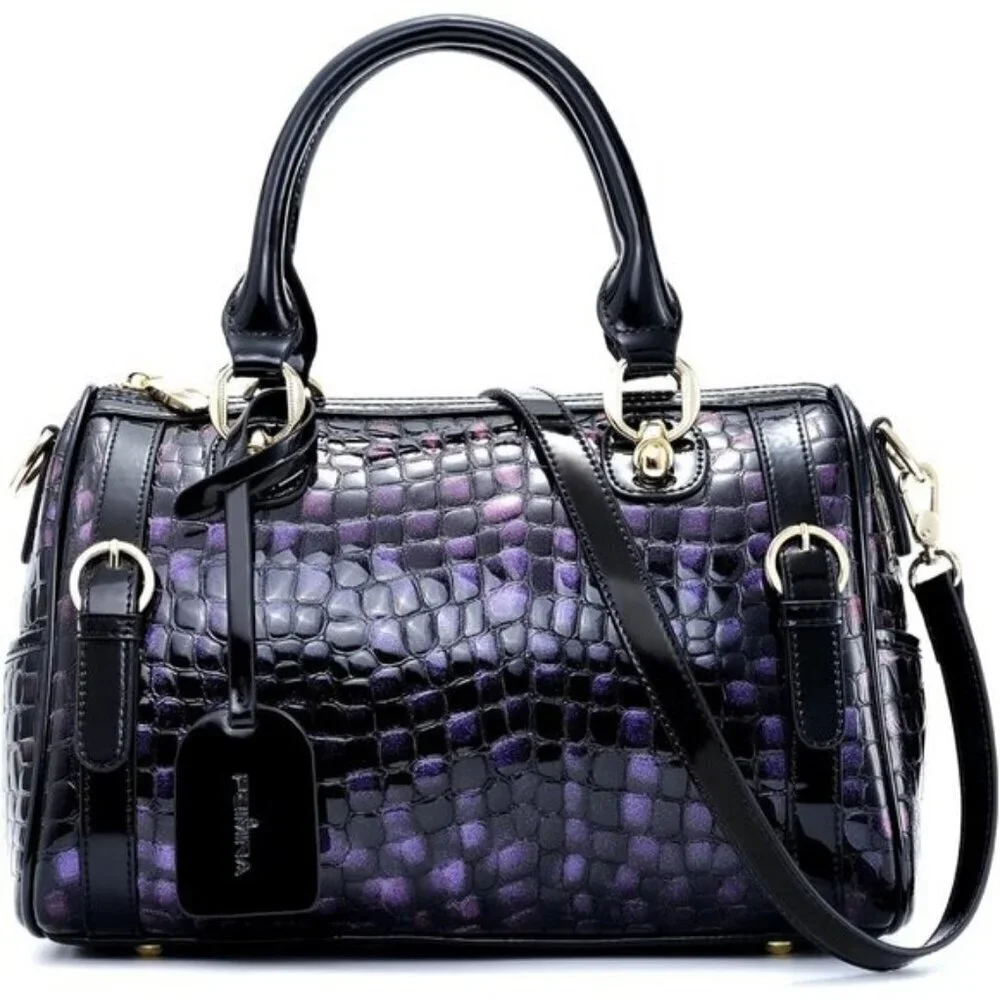 ⚡Women Purple Genuine Leather Tote Handbag Clutch Purse Crossbody Bag - Picture 8 of 9
